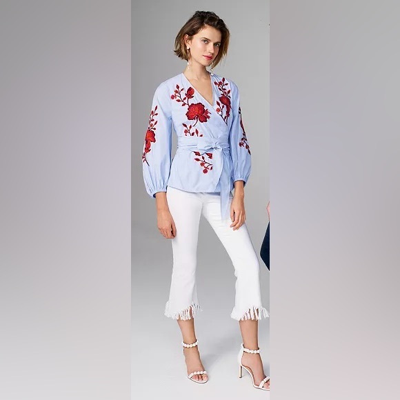 Embroidered Wrap Floral Top - Picture 5 of 5